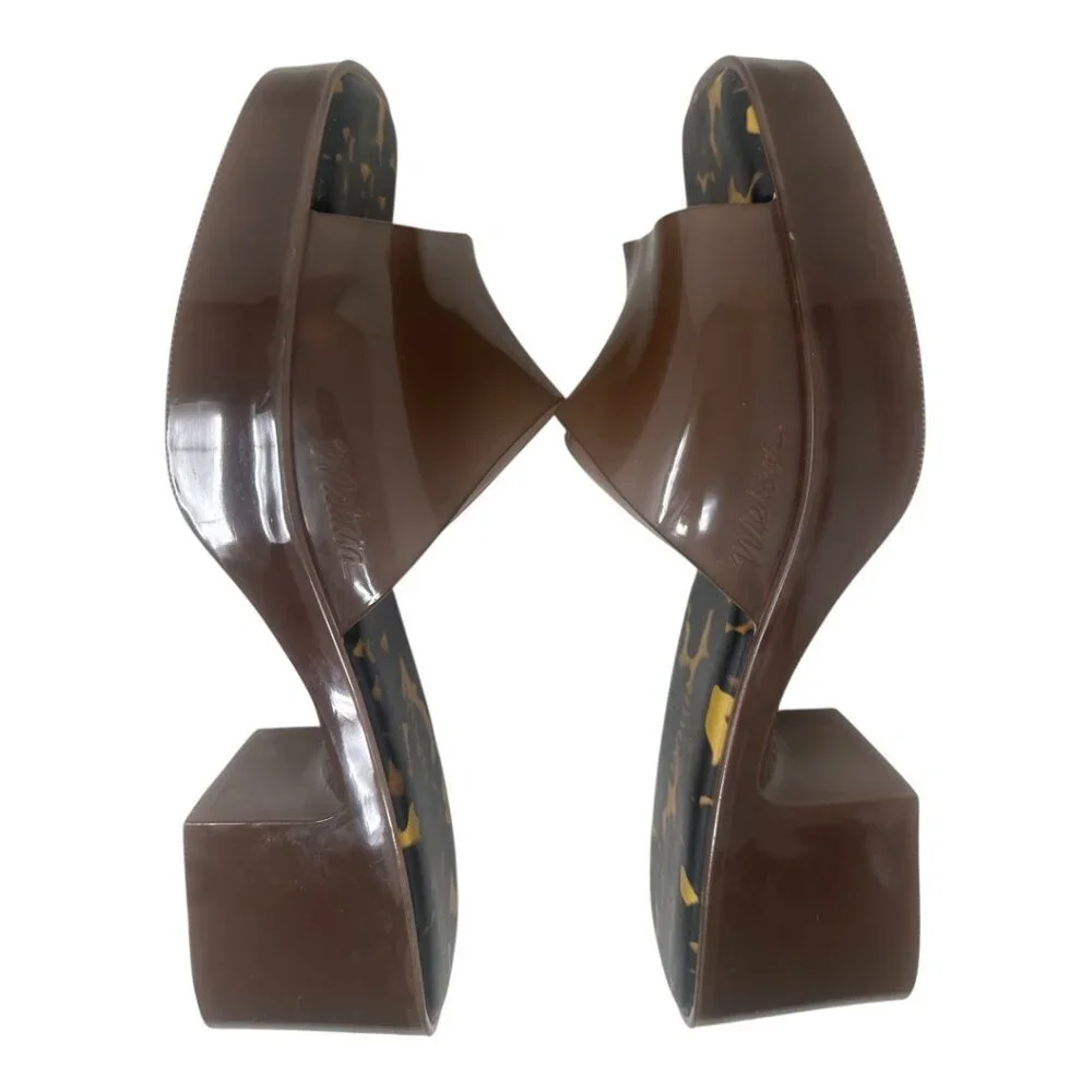 Rare Rouje x Melissa Jelly Glossy Brown Tortoise Mules Slides Sandals 9 Retro - Picture 4 of 9
